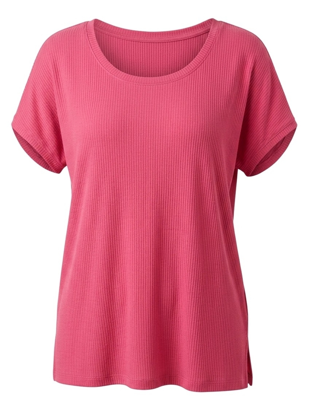 Felina Women's Ribbed Pink T-Shirt, Size XXL